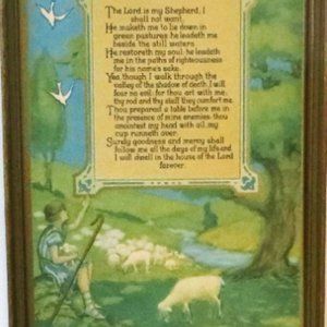 Vintage Lithograph The 23rd Psalm With Frame The New Art Line No.3200